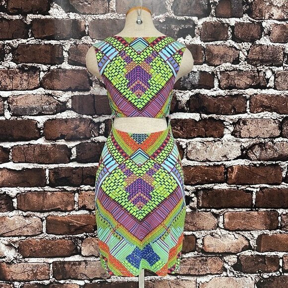 Mara Hoffman Bohemian Bodycon Dress Geometric Colorful Green Purple Size Small S - Picture 9 of 16